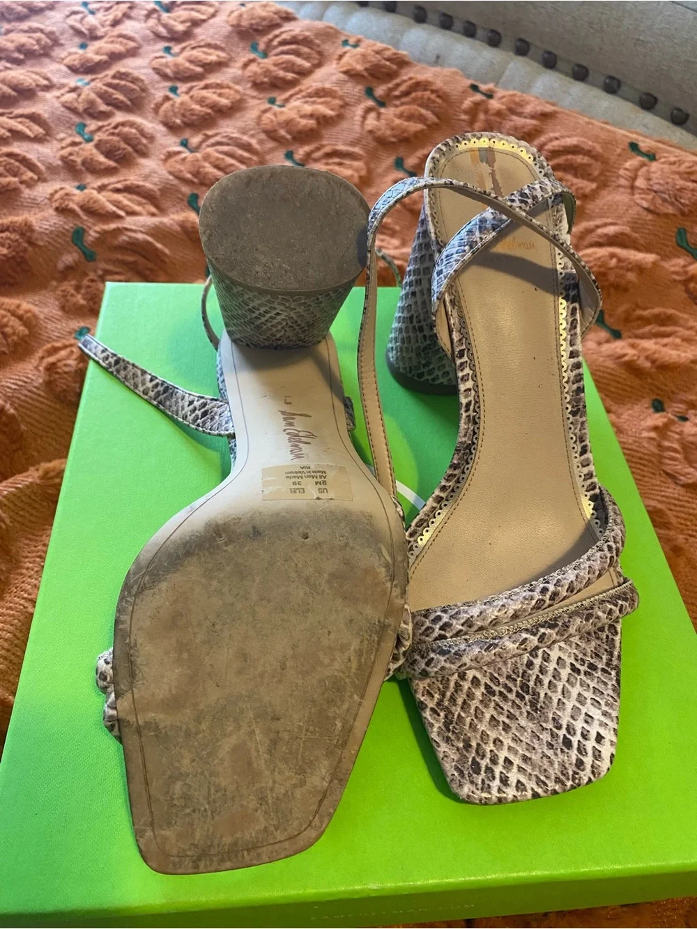 Sam Edelman Snake-Print Strappy Sandals in Neutral Snake Pattern
